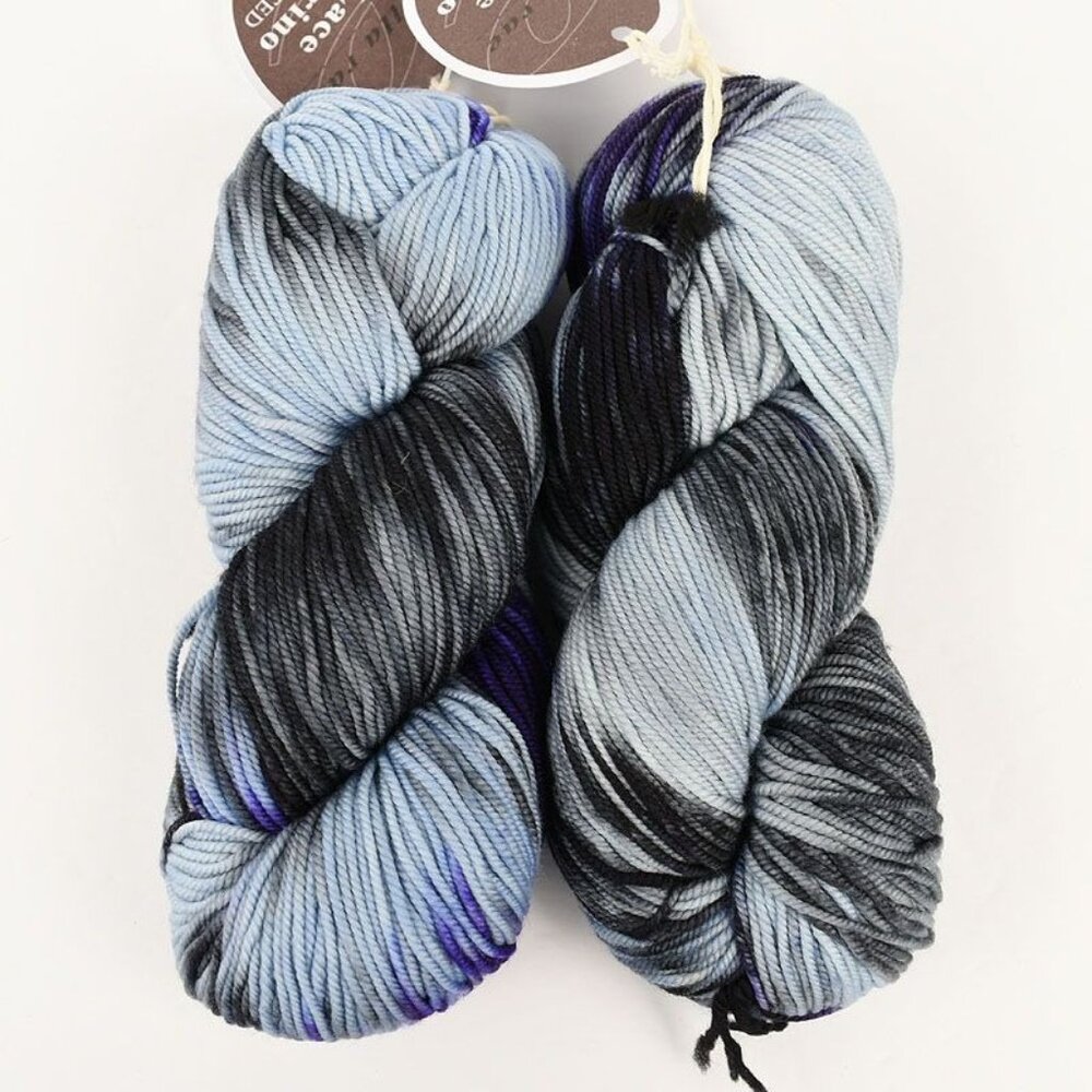 Ella Rae Lace Merino Worsted Yarn 2 Skeins Extra Fine Merino Wool Blue Black